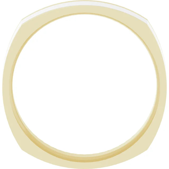 14K Two-Tone Gold Polished Square Comfort-Fit Wedding Band