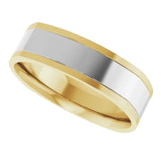 14K Two-Tone Gold Polished Square Comfort-Fit Wedding Band