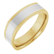 14K Two-Tone Gold Polished Square Comfort-Fit Wedding Band