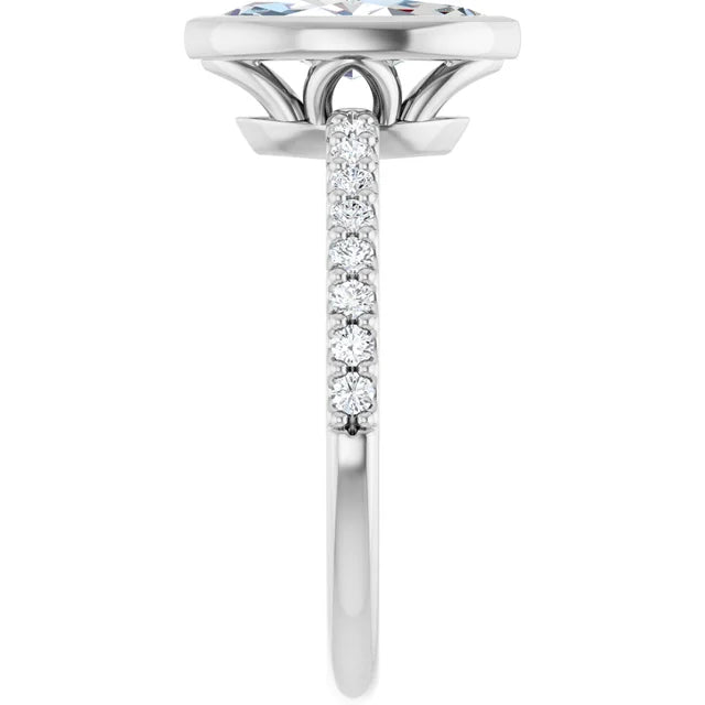 14K White 9 x 4.5 mm Marquise Engagement Ring