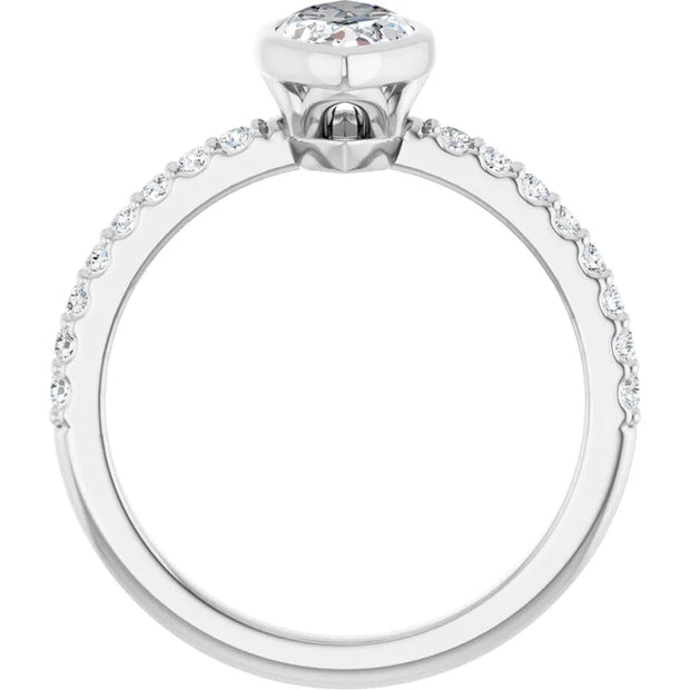 14K White 9 x 4.5 mm Marquise Engagement Ring