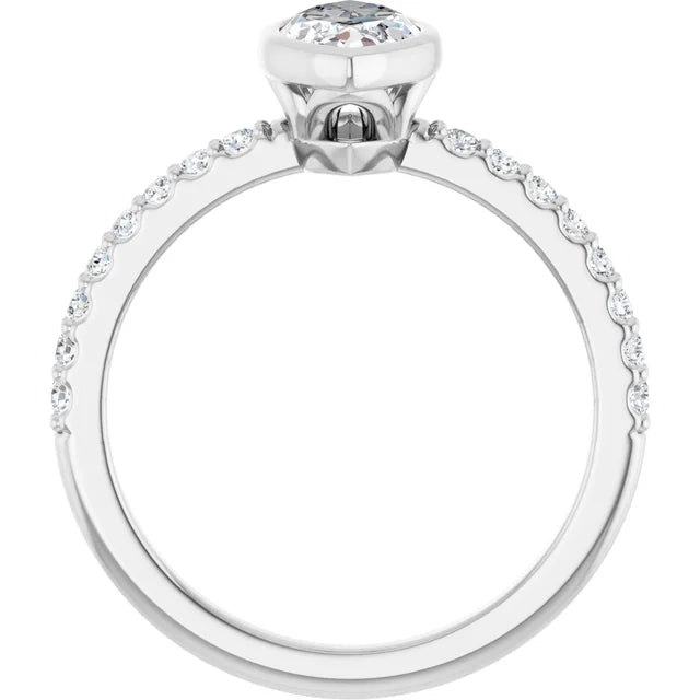 14K White 9 x 4.5 mm Marquise Engagement Ring