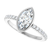 14K White 9 x 4.5 mm Marquise Engagement Ring