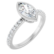 14K White 9 x 4.5 mm Marquise Engagement Ring