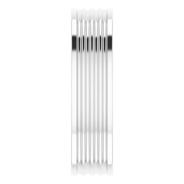 14K White Gold 0.04 CTW Round Diamond Grooved Bar Wedding Band