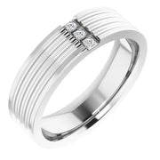 14K White Gold 0.04 CTW Round Diamond Grooved Bar Wedding Band