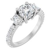 14K White Gold 1 1/2 CTW Cushion-Cut and Emerald-Cut Diamond Three-Stone Ring