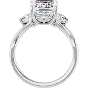 14K White Gold 1 1/2 CTW Emerald-Cut Diamond Ring with Twisted Shank
