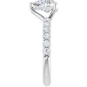 14K White Gold 1 1/2 CTW Pear-Shaped Diamond Engagement Ring with Accented Band
