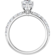 14K White Gold 1 1/2 CTW Pear-Shaped Diamond Engagement Ring with Accented Band