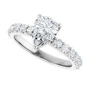14K White Gold 1 1/2 CTW Pear-Shaped Diamond Engagement Ring with Accented Band