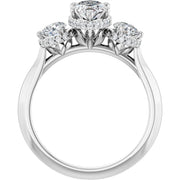 14K White Gold 1 1/3 CTW Marquise and Round Diamond Halo Trio Ring