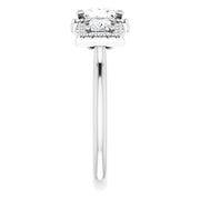 14K White Gold 1.14 CTW Princess Diamond Three-Stone Halo Engagement Ring