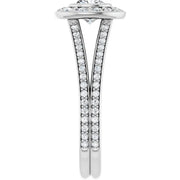 14K White Gold 1 1/5 CTW Cushion Diamond Halo Engagement Ring with Split Shank