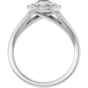 14K White Gold 1 1/5 CTW Cushion Diamond Halo Engagement Ring with Split Shank