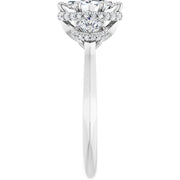 14K White Gold 1 1/5 CTW Marquise and Round Diamond Three-Stone Engagement Ring