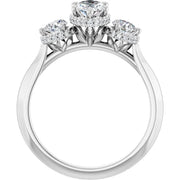 14K White Gold 1 1/5 CTW Marquise and Round Diamond Three-Stone Engagement Ring