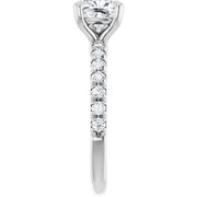 14K White Gold 1 1/6 CTW Cushion-Cut Diamond Ring with French-Set Band