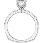 14K White Gold 1 1/6 CTW Cushion-Cut Diamond Ring with French-Set Band
