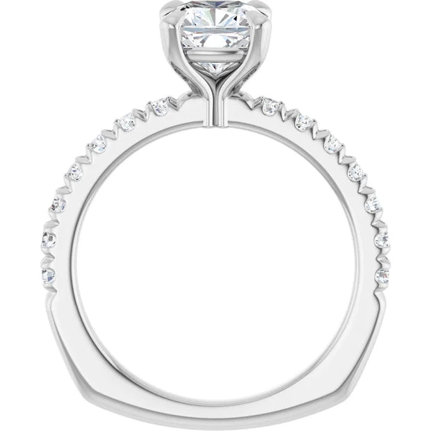 14K White Gold 1 1/6 CTW Cushion-Cut Diamond Ring with French-Set Band