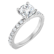 14K White Gold 1 1/6 CTW Cushion-Cut Diamond Ring with French-Set Band