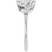 14K White Gold 1 1/6 CTW Princess Diamond Engagement Ring with Round Diamond Accents