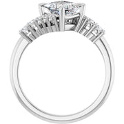 14K White Gold 1 1/6 CTW Princess Diamond Engagement Ring with Round Diamond Accents
