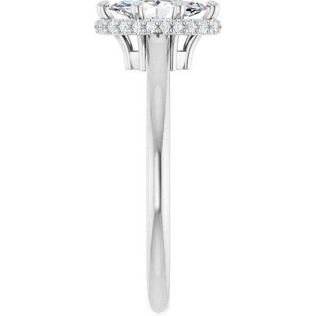 14K White Gold 1 1/8 CTW Marquise Halo Diamond Ring