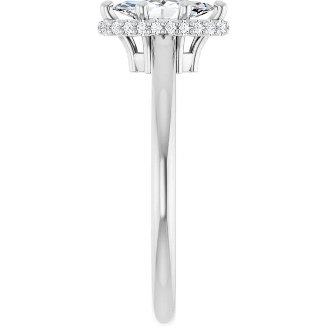 14K White Gold 1 1/8 CTW Marquise Halo Diamond Ring
