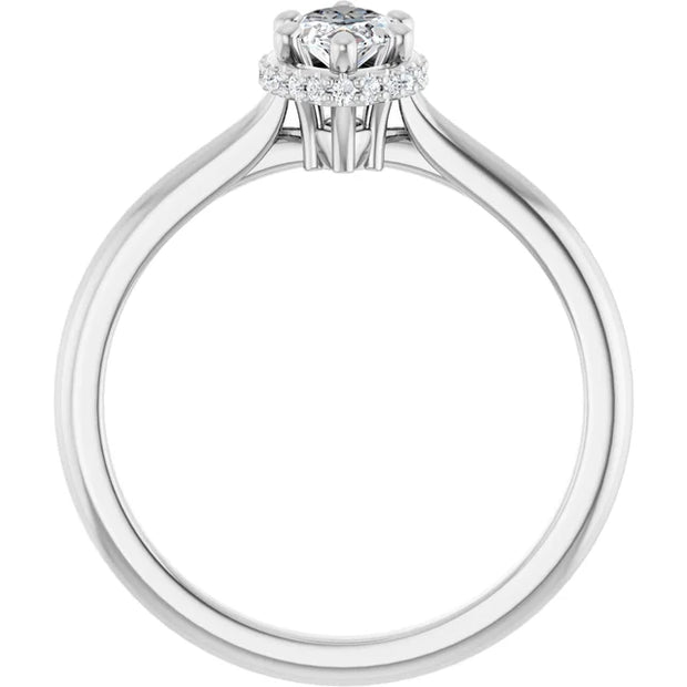 14K White Gold 1 1/8 CTW Marquise Halo Diamond Ring