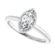 14K White Gold 1 1/8 CTW Marquise Halo Diamond Ring