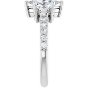 14K White Gold 1 3/4 CTW Marquise and Oval Diamond Three-Stone Engagement Ring