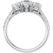 14K White Gold 1 3/4 CTW Marquise and Oval Diamond Three-Stone Engagement Ring