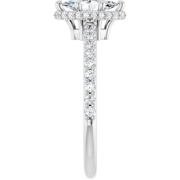14K White Gold 1 3/8 CTW Marquise Diamond Ring with Graduated Accent Band