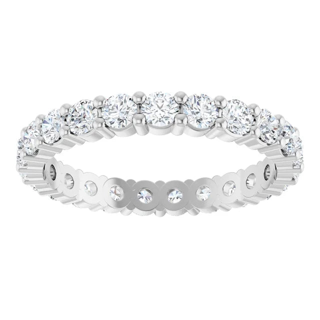 14K White Gold 1 3/8 CTW Round Diamond Eternity Wedding Band