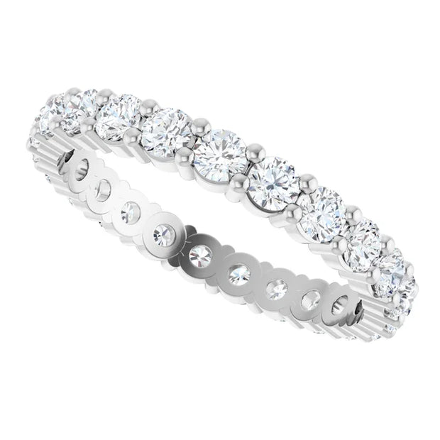14K White Gold 1 3/8 CTW Round Diamond Eternity Wedding Band