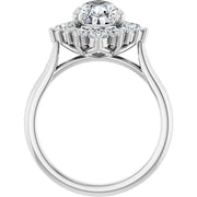 14K White Gold 1 5/8 CTW Pear-Shaped Diamond Halo Ring with Starburst Accents