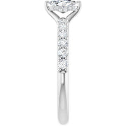 14K White Gold 1 CTW Marquise Diamond Ring with Tapered Pavé Band