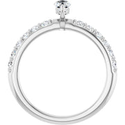 14K White Gold 1 CTW Marquise Diamond Ring with Tapered Pavé Band