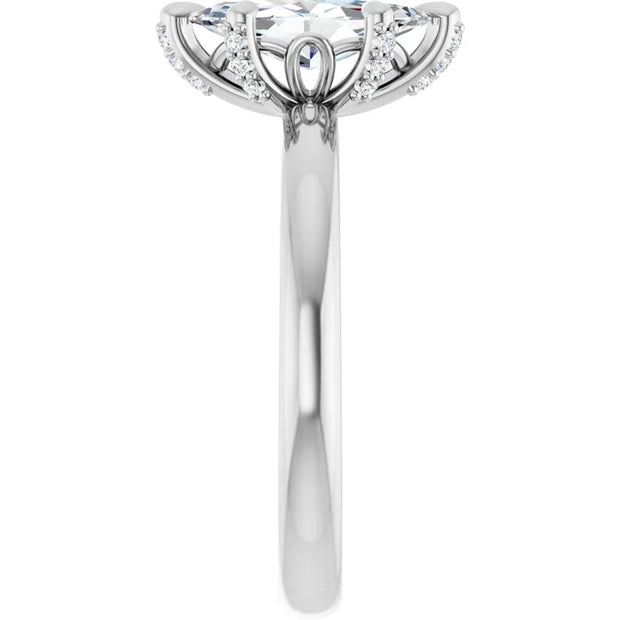 14K White Gold 1 CTW Marquise Diamond Solitaire Ring with Claw Prongs