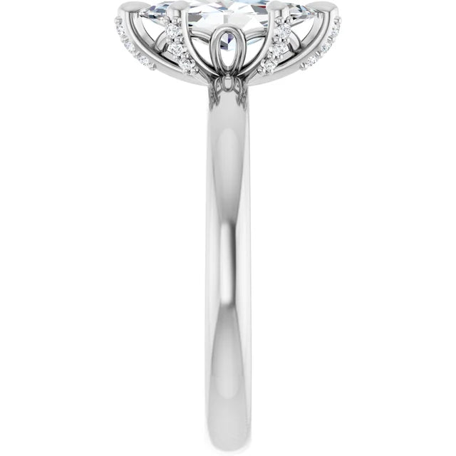 14K White Gold 1 CTW Marquise Diamond Solitaire Ring with Claw Prongs