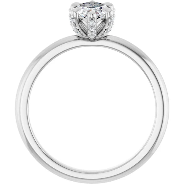 14K White Gold 1 CTW Marquise Diamond Solitaire Ring with Claw Prongs