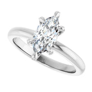 14K White Gold 1 CTW Marquise Diamond Solitaire Ring with Claw Prongs
