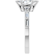 14K White Gold 1 CTW Marquise and Baguette Diamond Engagement Ring