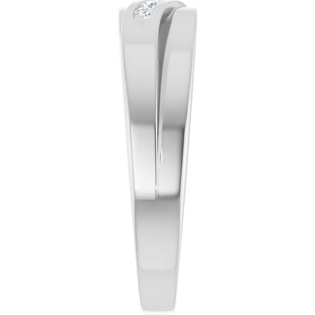 14K White Gold 1/10 CTW Round Diamond Diagonal Channel-Set Wedding Band