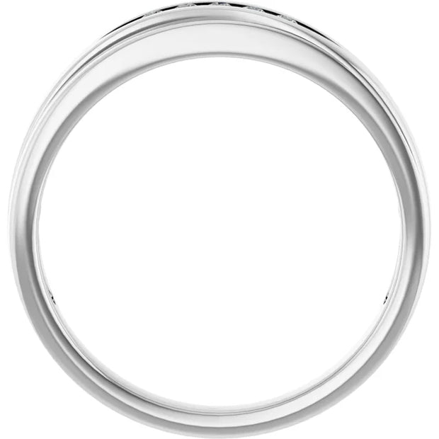 14K White Gold 1/10 CTW Round Diamond Diagonal Channel-Set Wedding Band