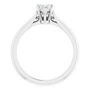 14K White Gold 1/2 CT Heart-Shaped Diamond Solitaire Ring with V-End 5-Prong Setting