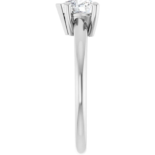 14K White Gold 1/2 CT Heart Shaped Diamond Ring with Standard 4 Prong Setting and Tapered Shank 3.49 mm Band Width