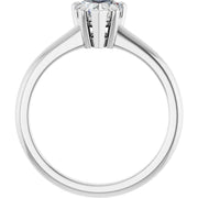 14K White Gold 1/2 CT Heart-Shaped Diamond Ring with Standard 4-Prong Setting and Tapered Shank 3.49mm Band Width