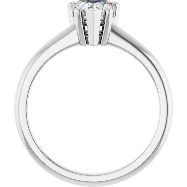 14K White Gold 1/2 CT Heart-Shaped Diamond Ring with Standard 4-Prong Setting and Tapered Shank 3.49mm Band Width